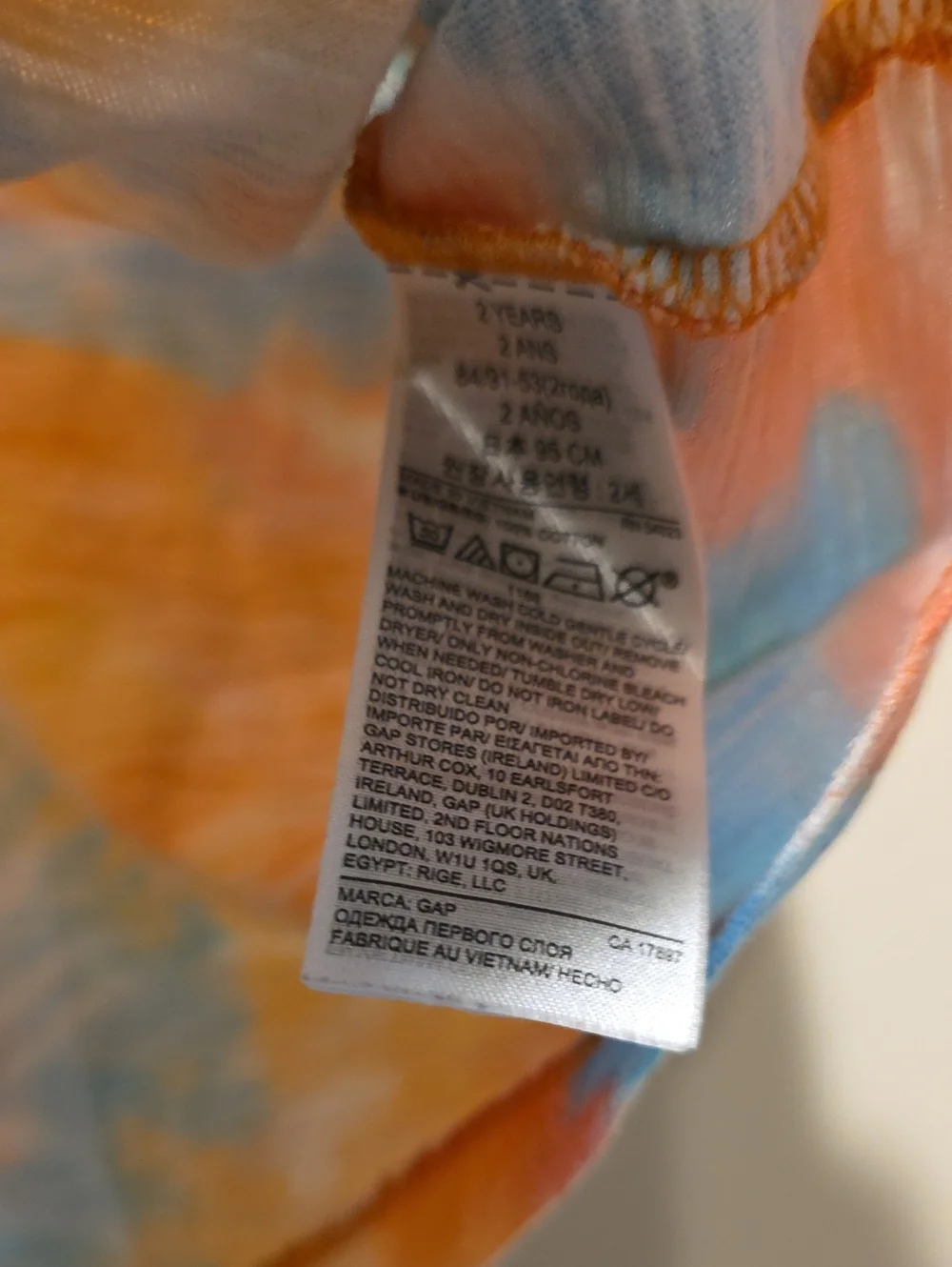 GAP Kids Tie-Dye Tank Top - Orange & Blue Size 2 Years